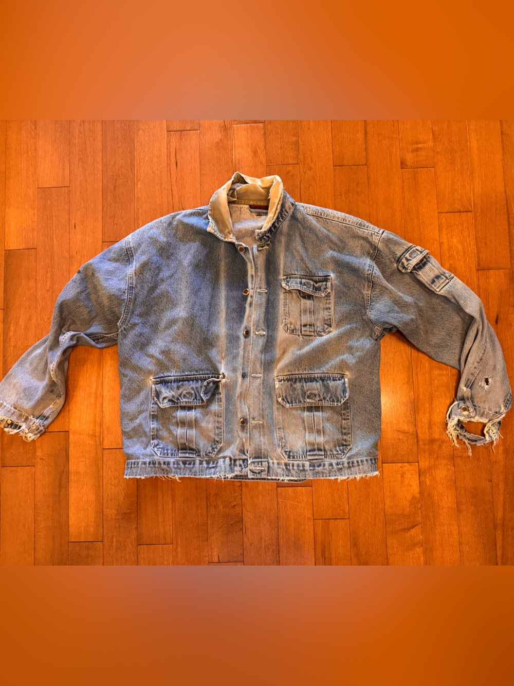 Vintage 90s Higher State Distressed Denim Chore Jacket | XL